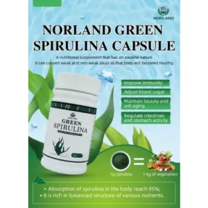 Norland Green Spirulina Capsules (60 Caps) – Natural Superfood for Energy, Detox & Immunity